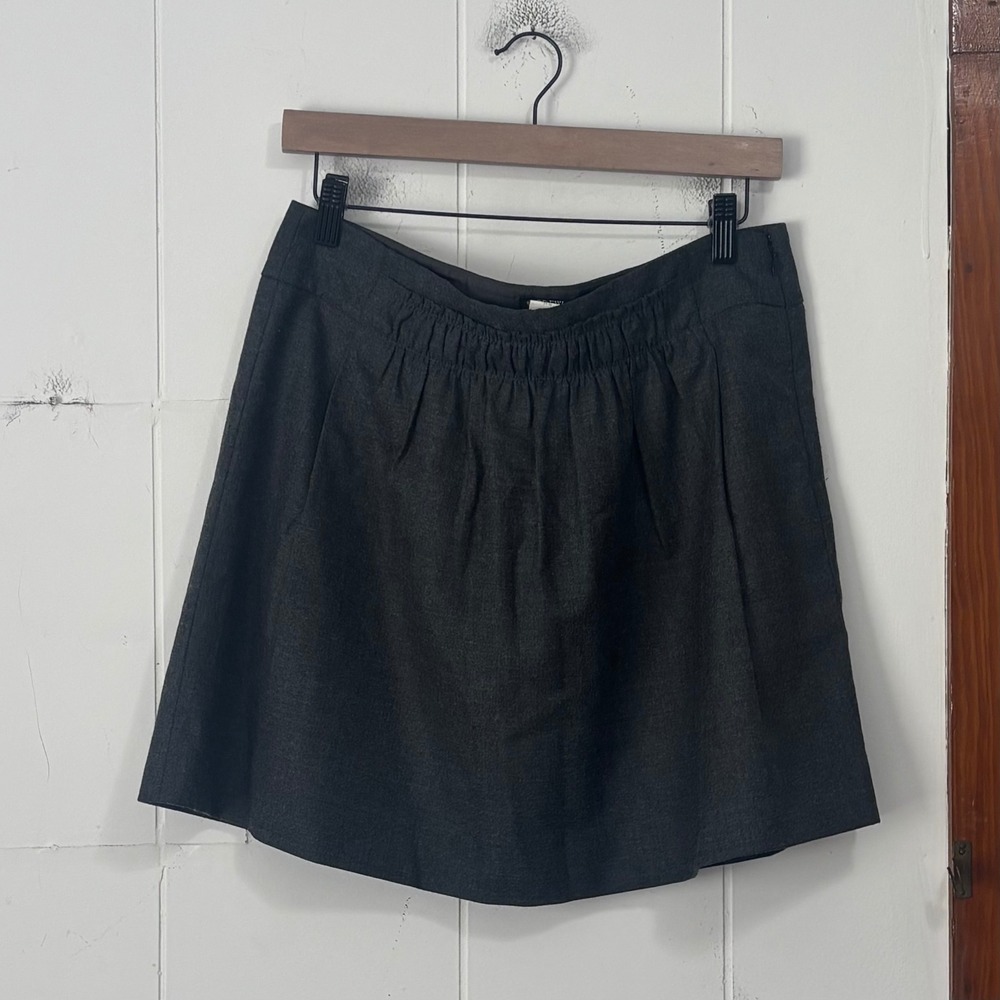 J.Crew Womens Charcoal Gray Wool Blend Pleated A-Line Mini Skirt Size 8